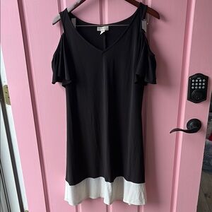 Black and White Cold Shoulder Dress
